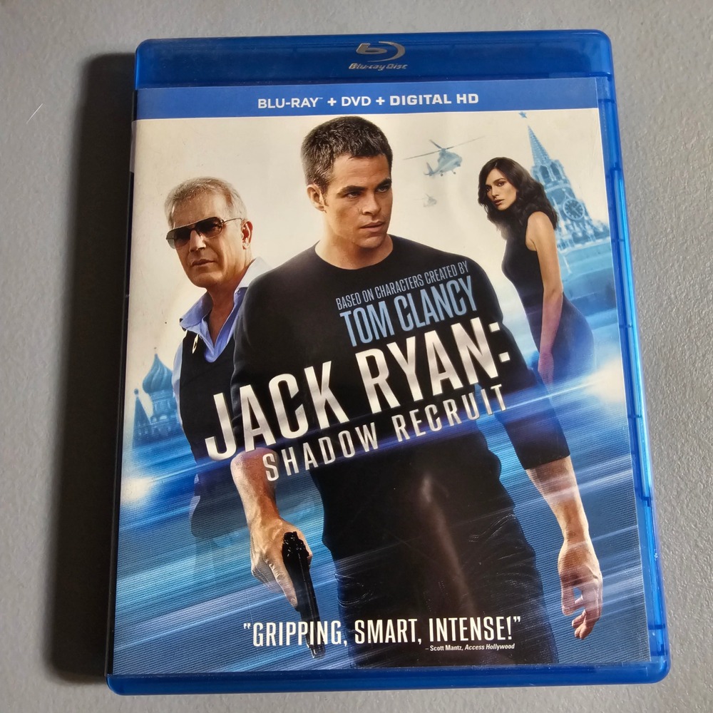 Jack Ryan Shadow Recruit Blu-ray DVD Combo Chris Pine Kevin Costner Tom Clancy